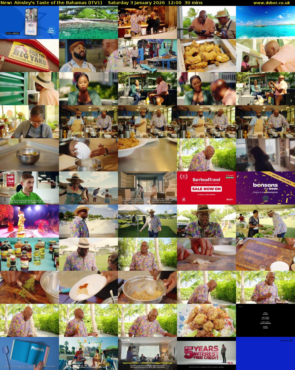 Ainsley's Taste of the Bahamas (ITV1) Saturday 3 January 2026 12:00 - 12:30