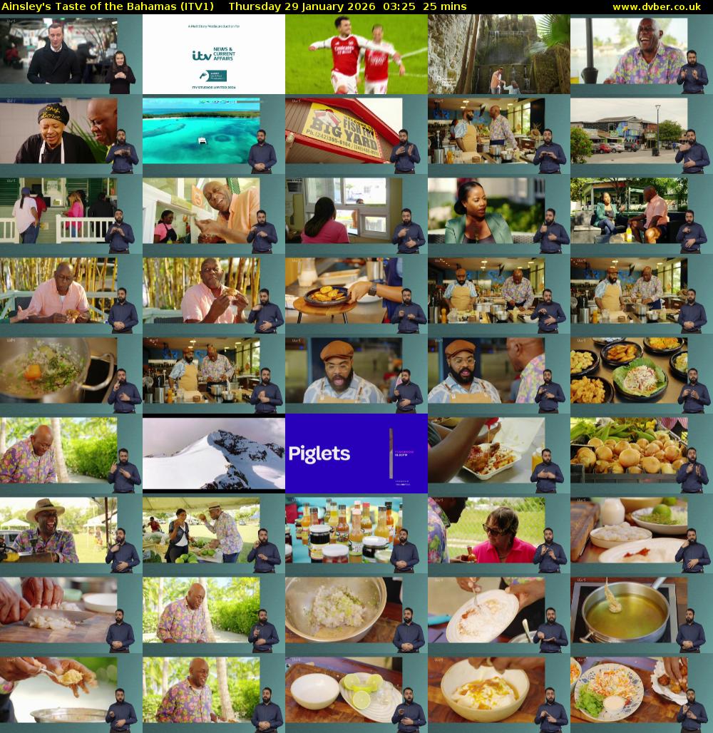 Ainsley's Taste of the Bahamas (ITV1) Thursday 29 January 2026 03:25 - 03:50