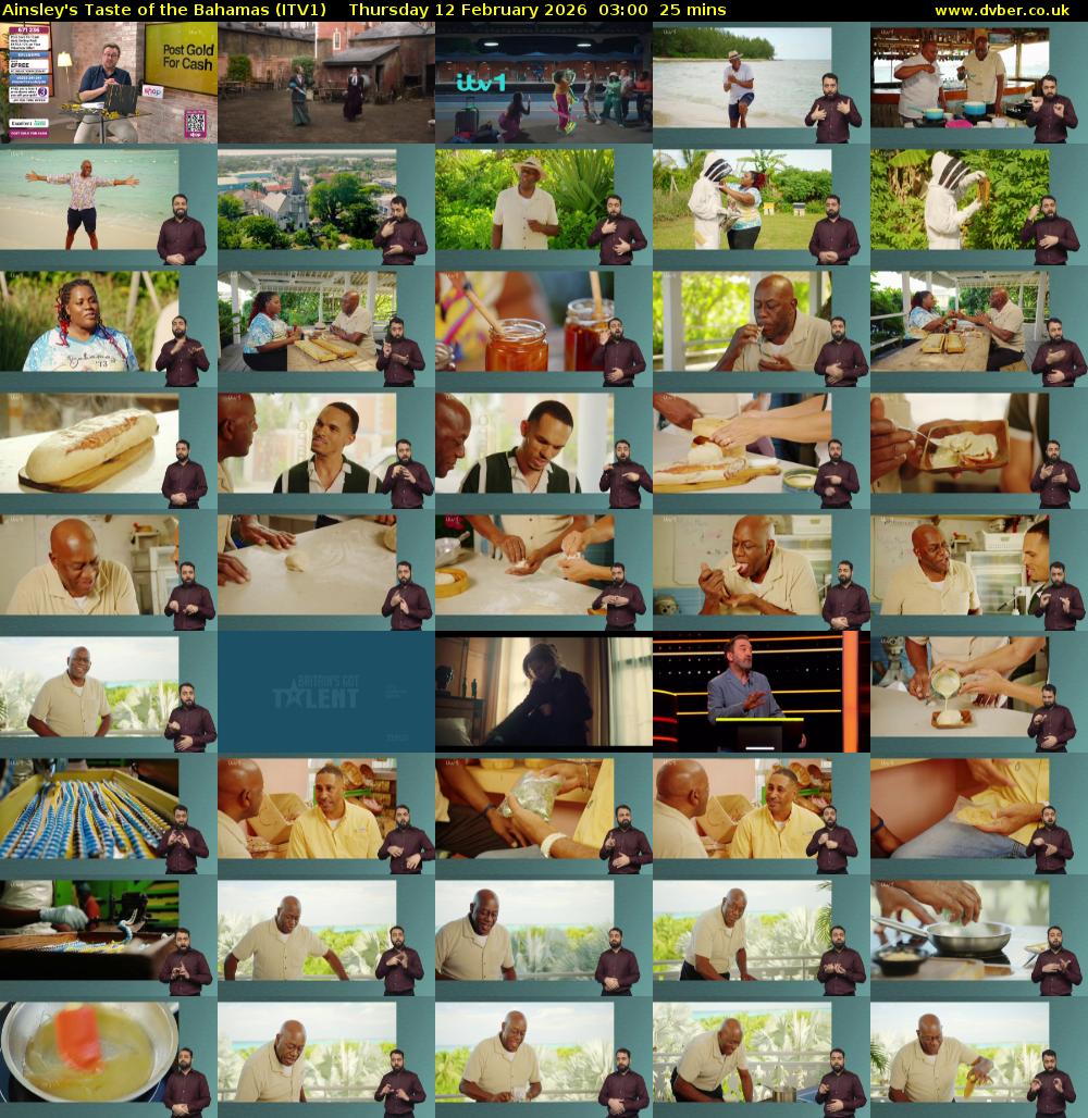Ainsley's Taste of the Bahamas (ITV1) Thursday 12 February 2026 03:00 - 03:25