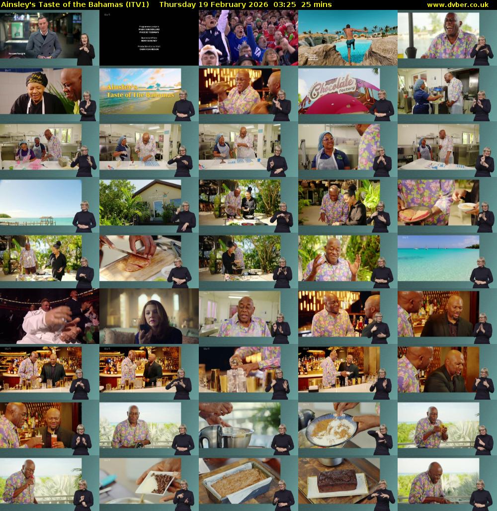 Ainsley's Taste of the Bahamas (ITV1) Thursday 19 February 2026 03:25 - 03:50