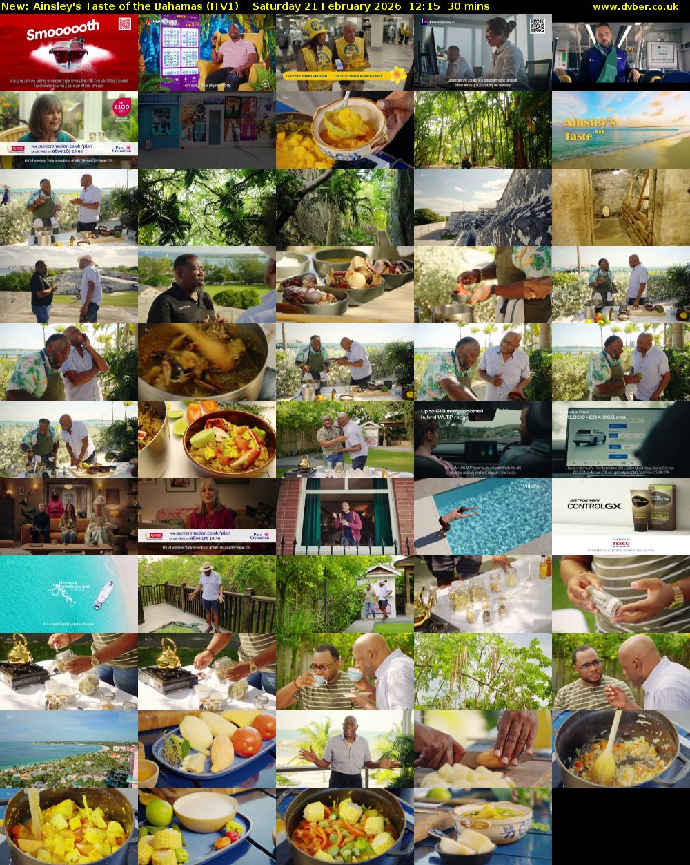 Ainsley's Taste of the Bahamas (ITV1) Saturday 21 February 2026 12:15 - 12:45