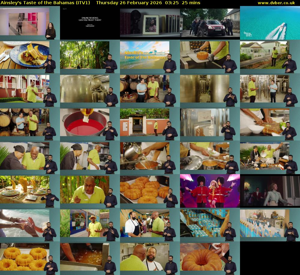 Ainsley's Taste of the Bahamas (ITV1) Thursday 26 February 2026 03:25 - 03:50