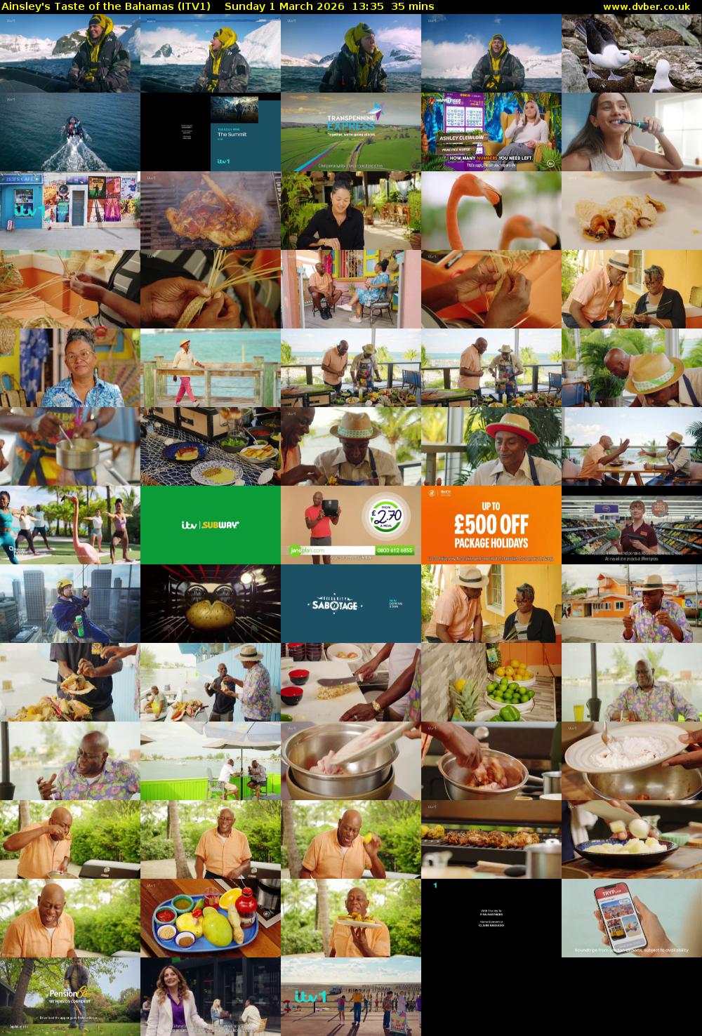 Ainsley's Taste of the Bahamas (ITV1) Sunday 1 March 2026 13:35 - 14:10