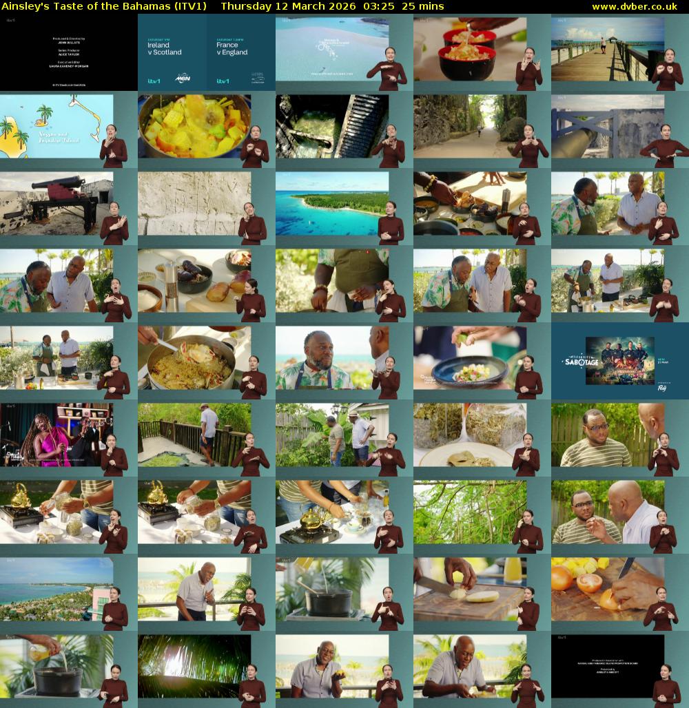 Ainsley's Taste of the Bahamas (ITV1) Thursday 12 March 2026 03:25 - 03:50