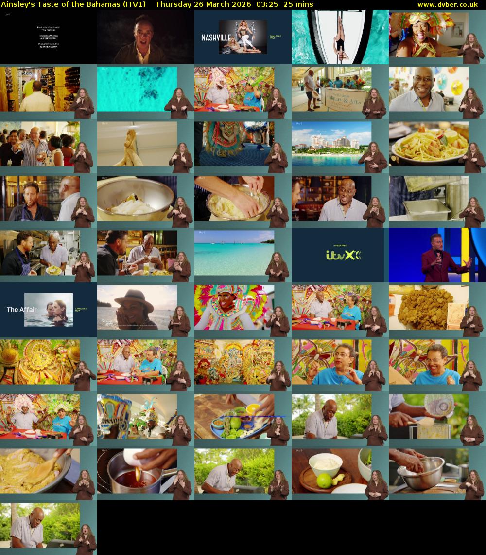 Ainsley's Taste of the Bahamas (ITV1) Thursday 26 March 2026 03:25 - 03:50