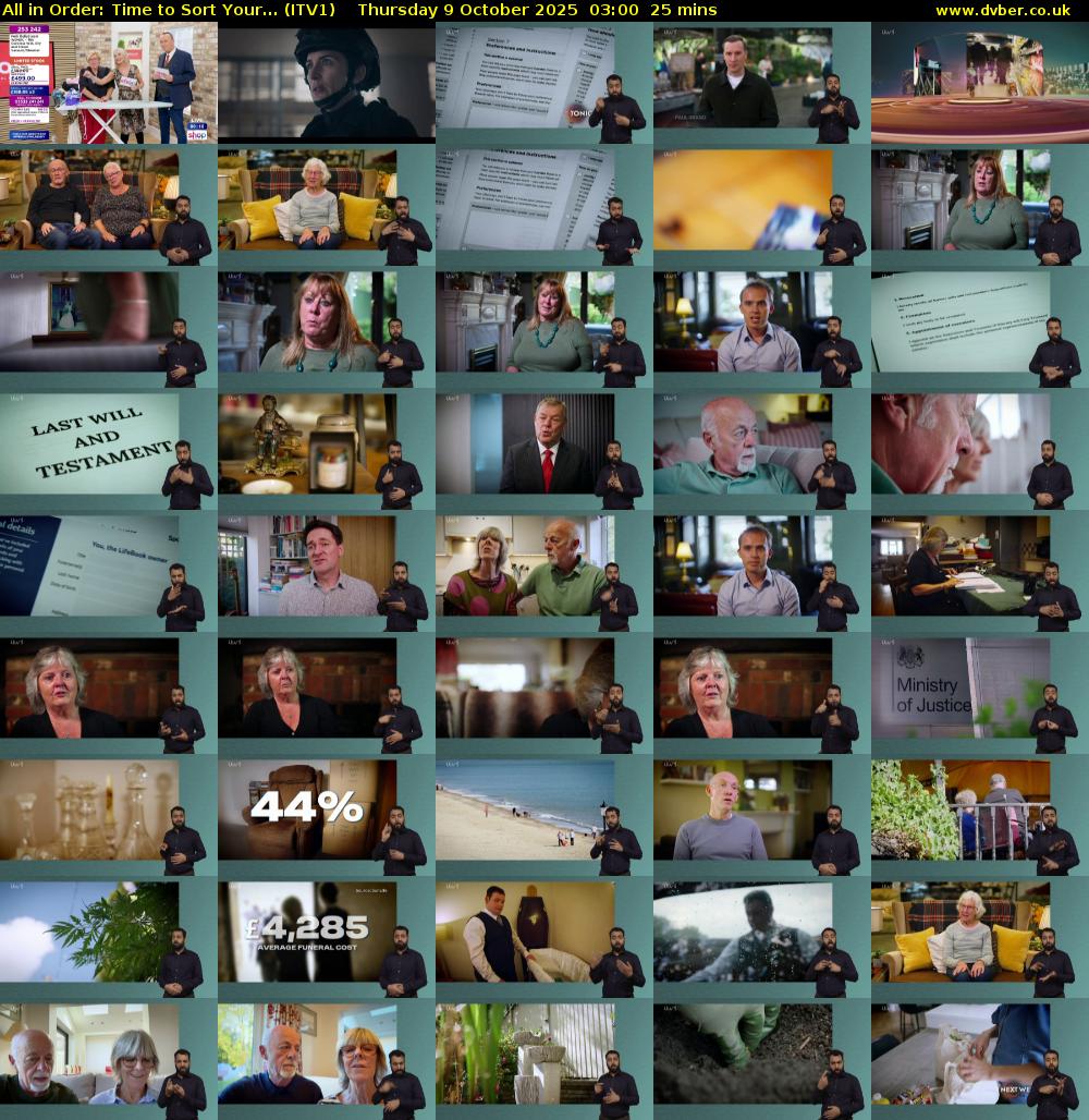 All in Order: Time to Sort Your... (ITV1) Thursday 9 October 2025 03:00 - 03:25