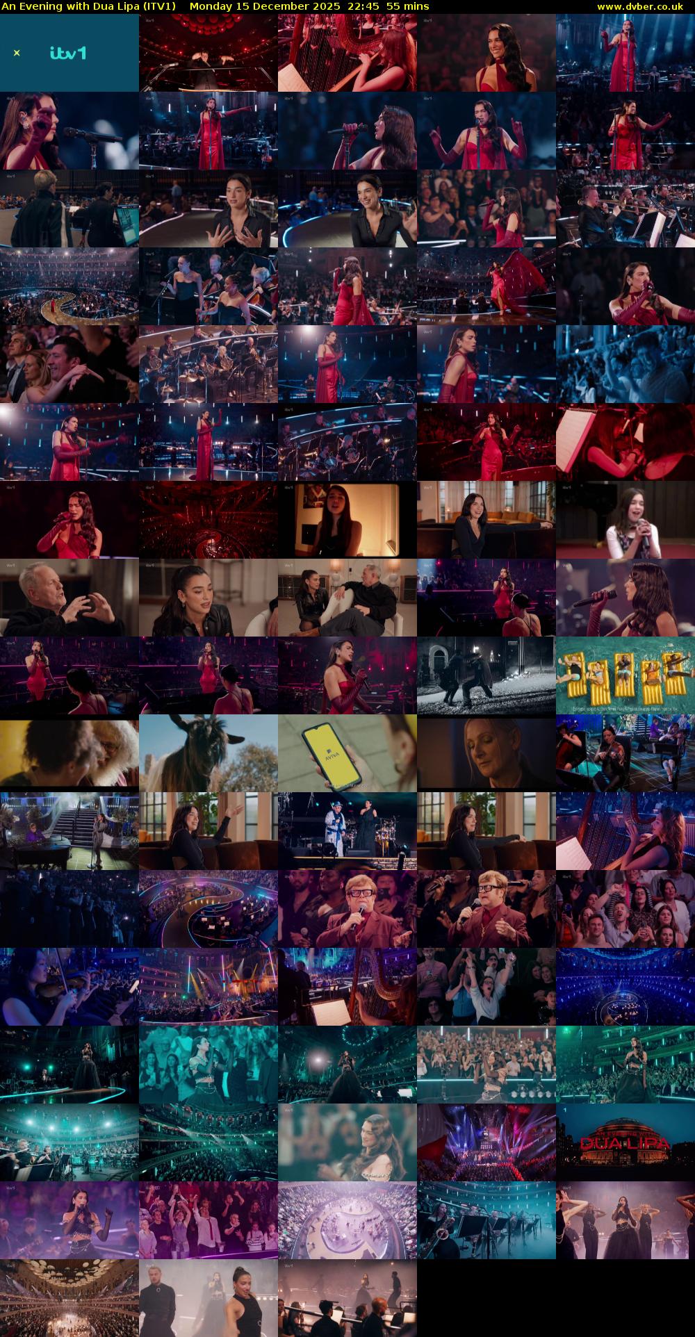 An Evening with Dua Lipa (ITV1) Monday 15 December 2025 22:45 - 23:40