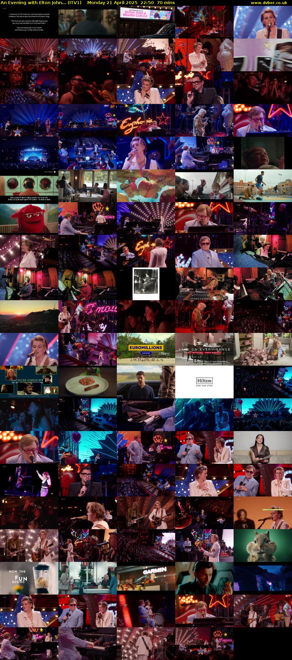 An Evening with Elton John... (ITV1) Monday 21 April 2025 22:50 - 00:00