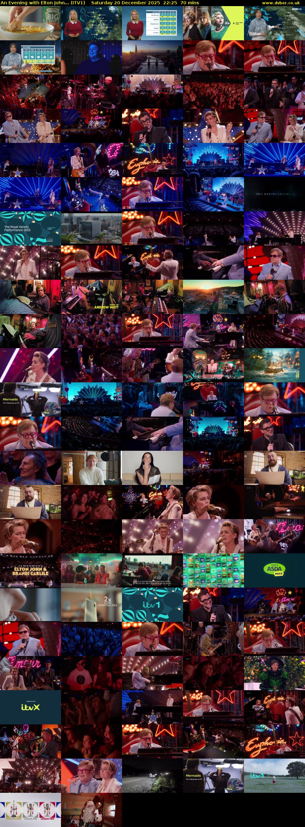 An Evening with Elton John... (ITV1) Saturday 20 December 2025 22:25 - 23:35