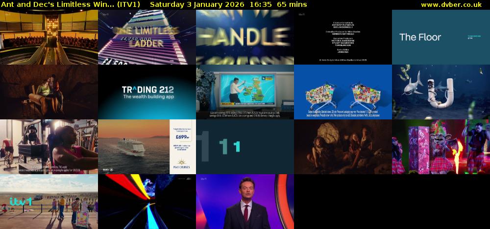 Ant and Dec's Limitless Win... (ITV1) Saturday 3 January 2026 16:35 - 17:40