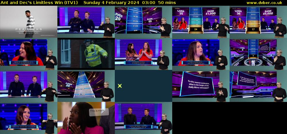 Ant and Dec's Limitless Win (ITV1) Sunday 4 February 2024 03:00 - 03:50