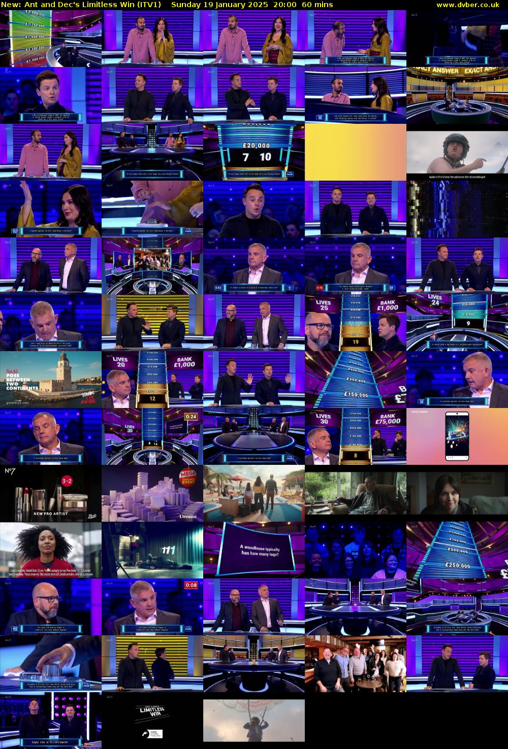 Ant and Dec's Limitless Win (ITV1) Sunday 19 January 2025 20:00 - 21:00