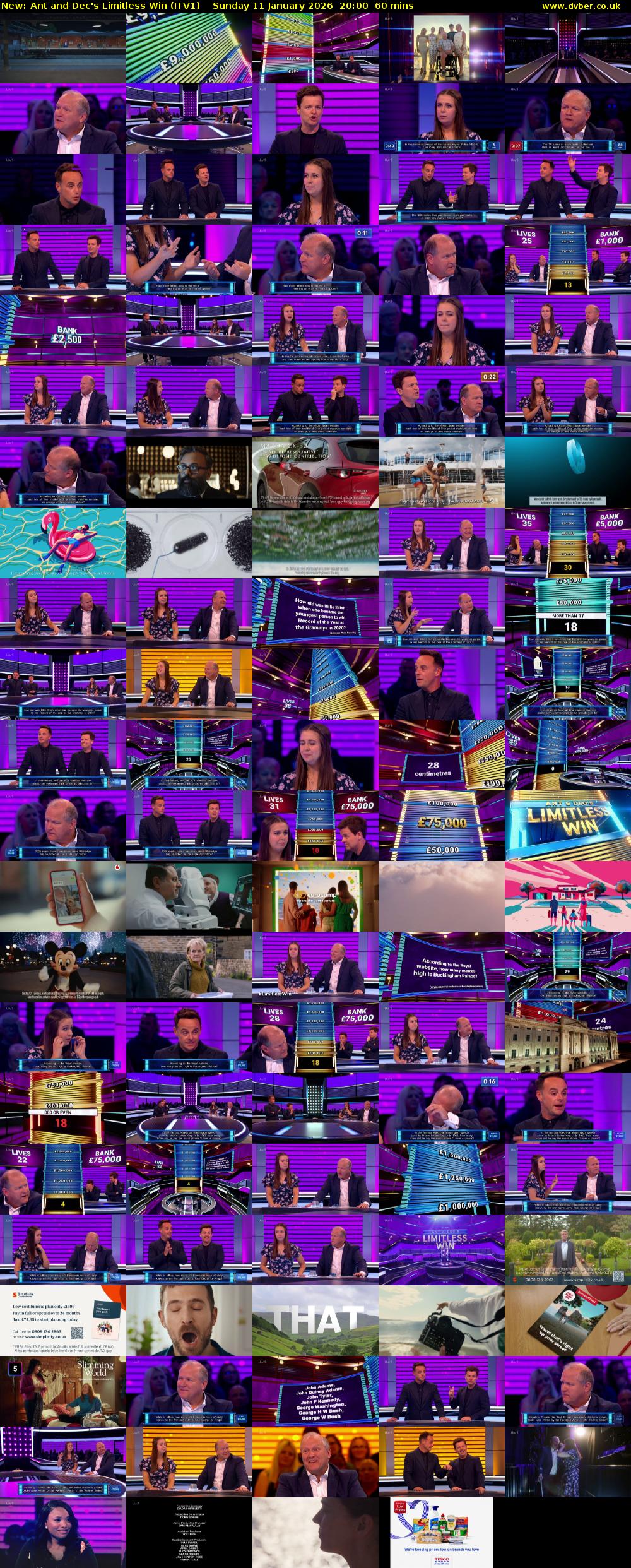Ant and Dec's Limitless Win (ITV1) Sunday 11 January 2026 20:00 - 21:00