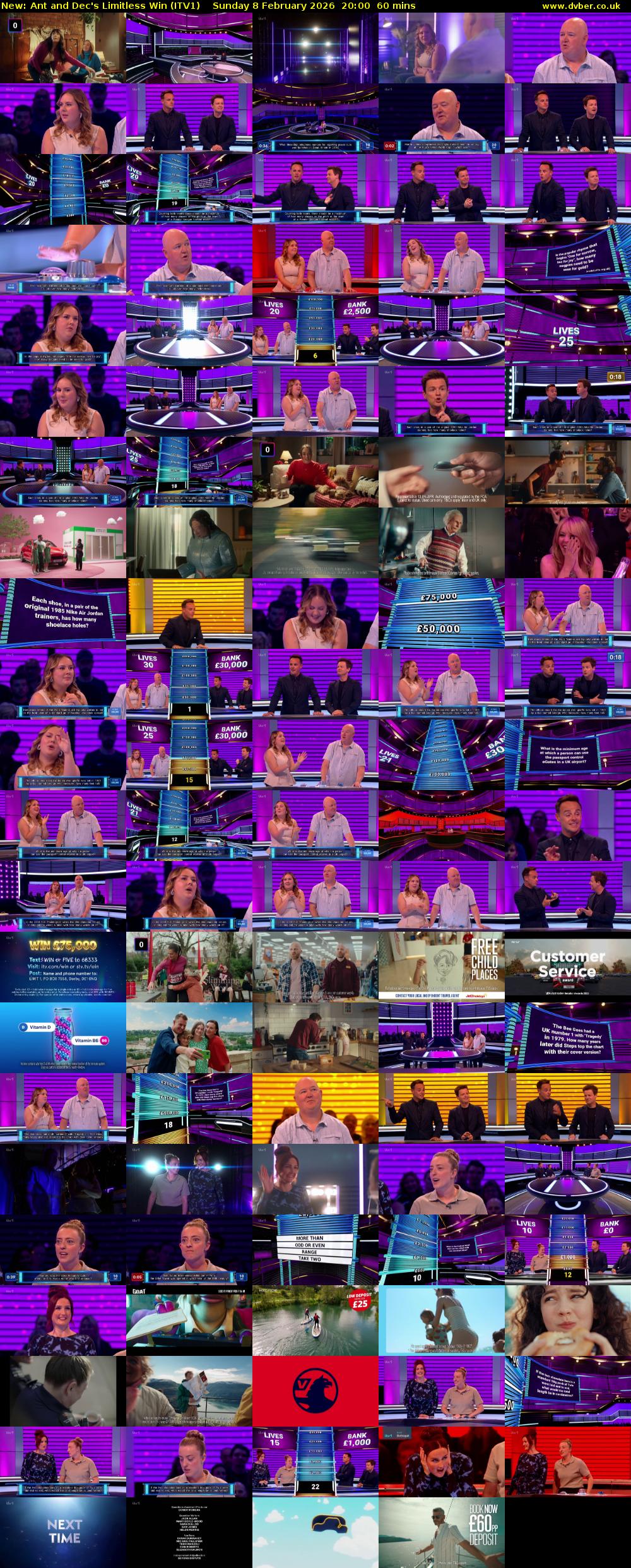Ant and Dec's Limitless Win (ITV1) Sunday 8 February 2026 20:00 - 21:00