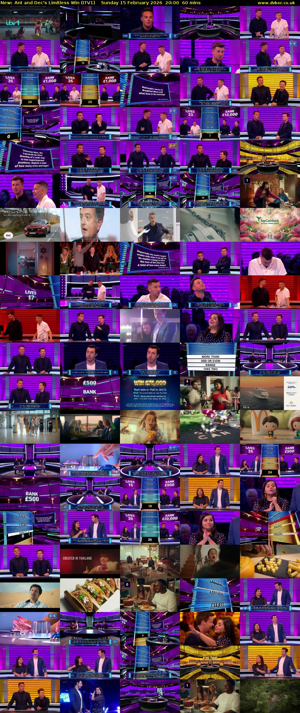 Ant and Dec's Limitless Win (ITV1) Sunday 15 February 2026 20:00 - 21:00
