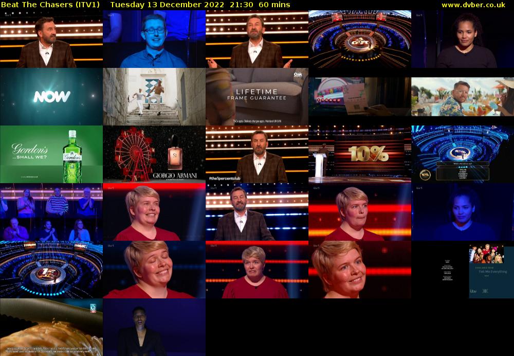 Beat The Chasers (ITV1) Tuesday 13 December 2022 21:30 - 22:30