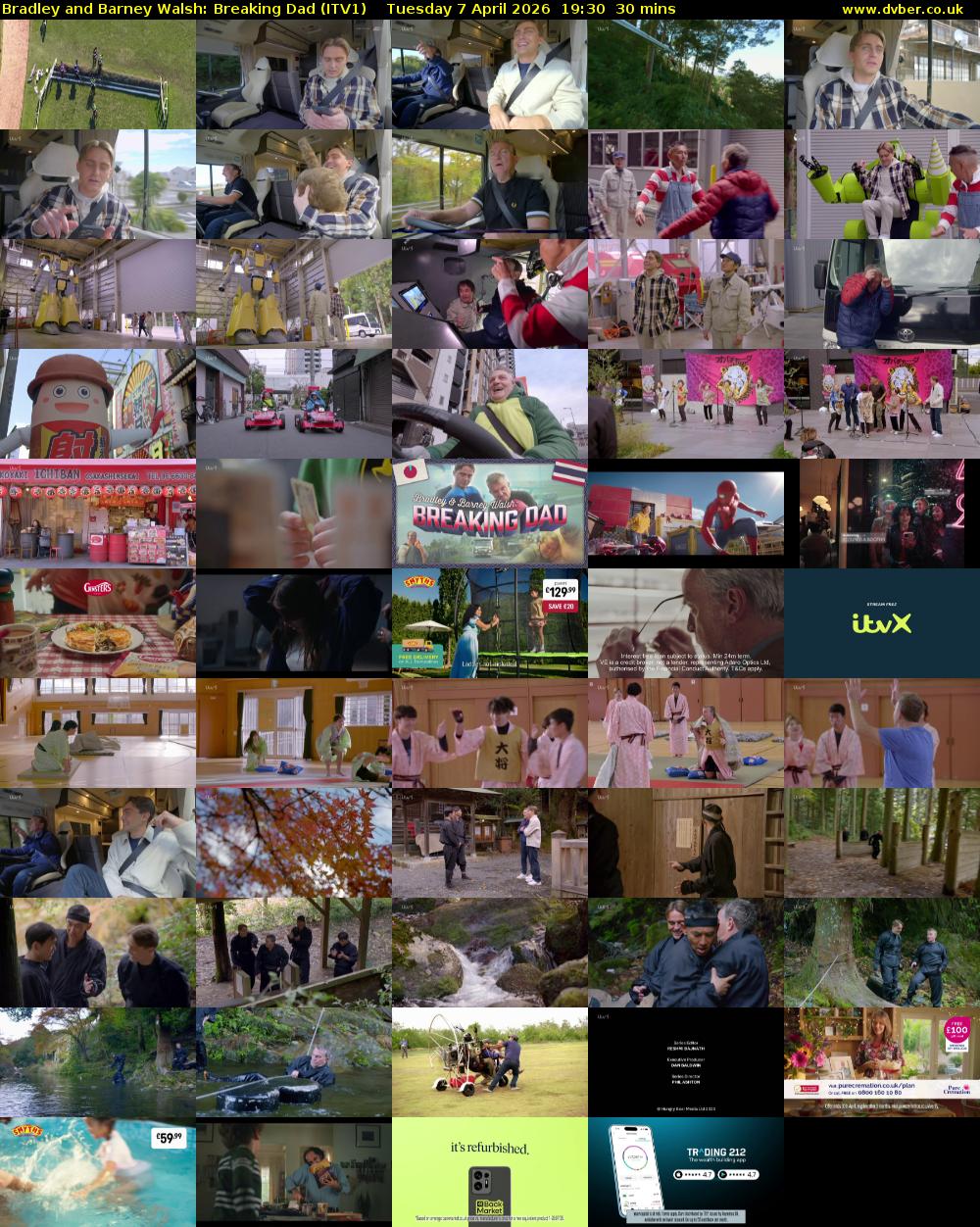 Bradley and Barney Walsh: Breaking Dad (ITV1) Tuesday 7 April 2026 19:30 - 20:00