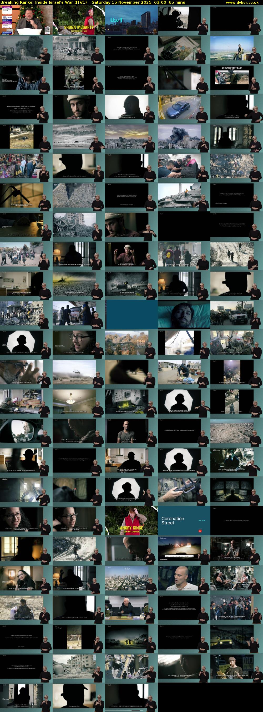 Breaking Ranks: Inside Israel's War (ITV1) Saturday 15 November 2025 03:00 - 04:05