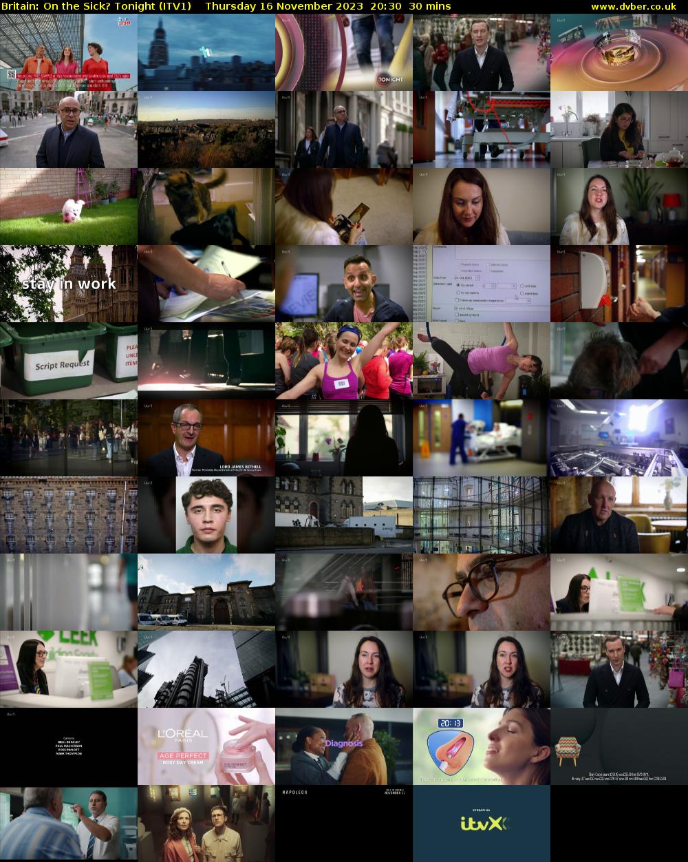 Britain: On the Sick? Tonight (ITV1) Thursday 16 November 2023 20:30 - 21:00