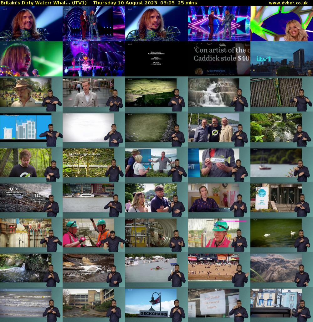 Britain's Dirty Water: What... (ITV1) Thursday 10 August 2023 03:05 - 03:30
