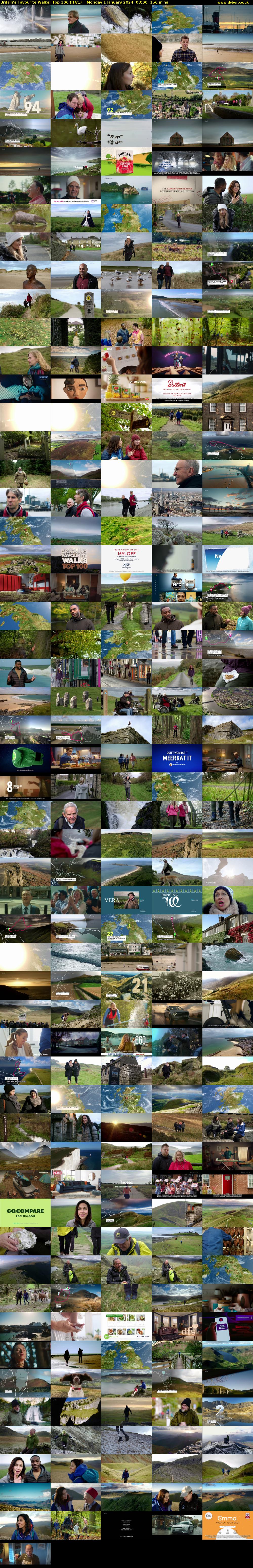 Britain's Favourite Walks: Top 100 (ITV1) Monday 1 January 2024 08:00 - 10:30
