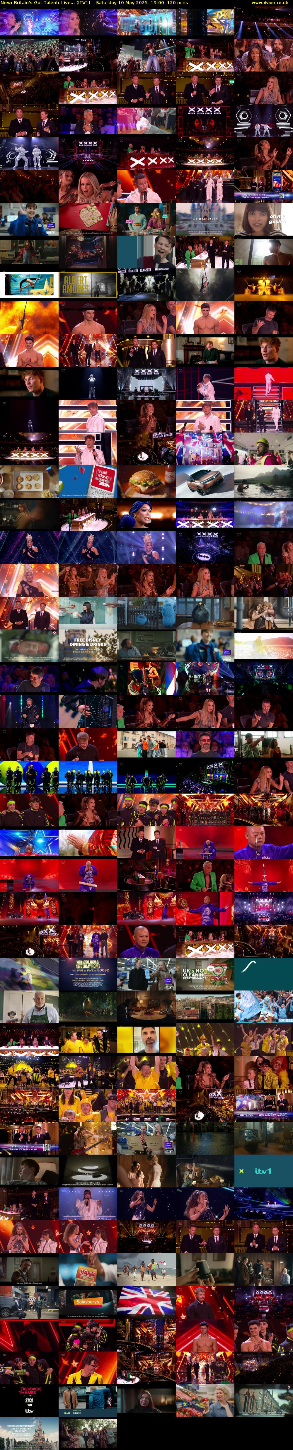 Britain's Got Talent: Live... (ITV1) Saturday 10 May 2025 19:00 - 21:00