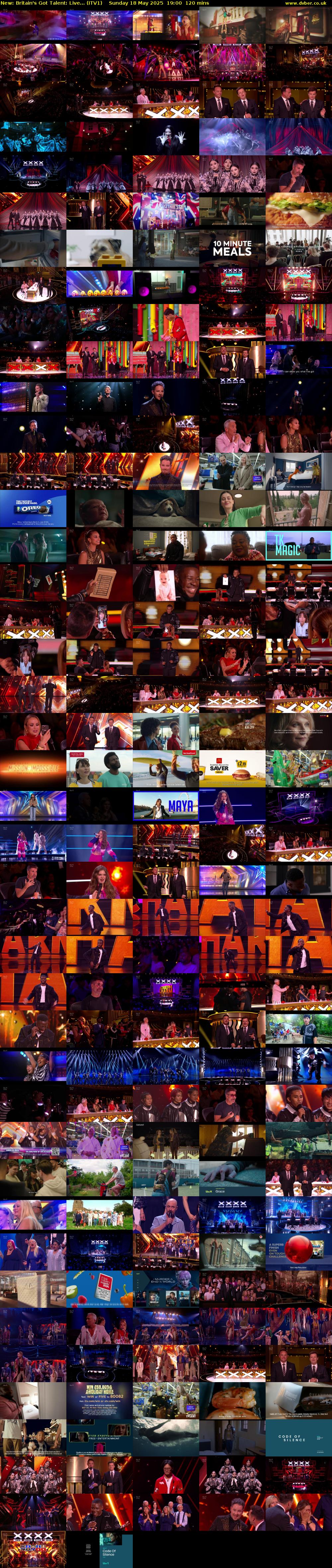 Britain's Got Talent: Live... (ITV1) Sunday 18 May 2025 19:00 - 21:00