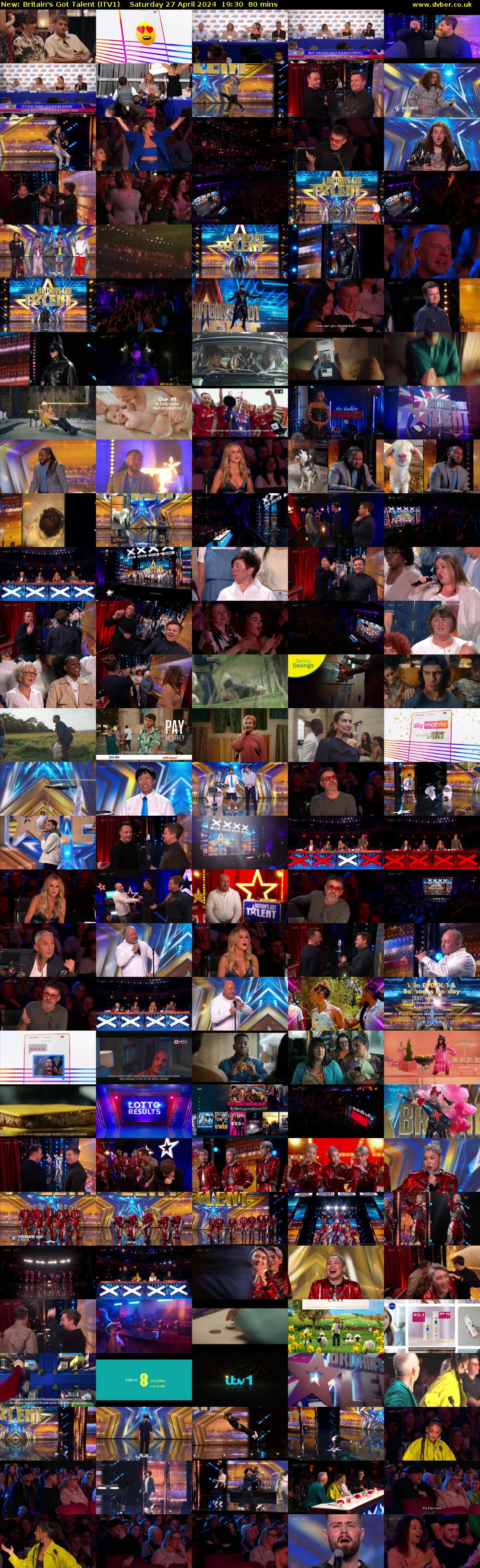 Britain's Got Talent (ITV1) Saturday 27 April 2024 19:30 - 20:50