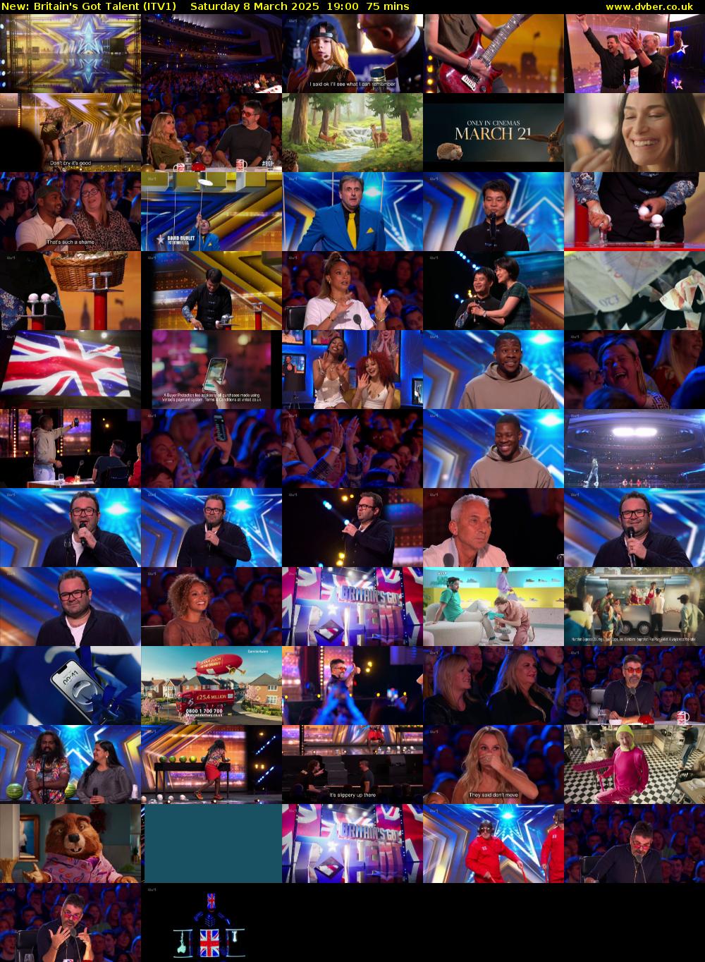 Britain's Got Talent (ITV1) Saturday 8 March 2025 19:00 - 20:15