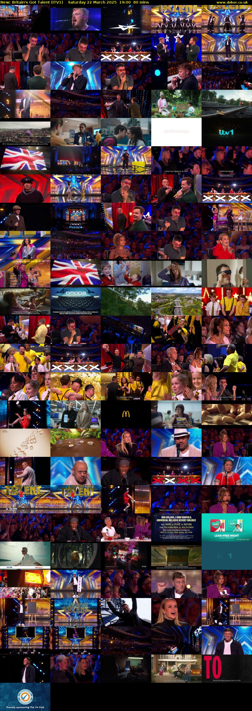 Britain's Got Talent (ITV1) Saturday 22 March 2025 19:00 - 20:20