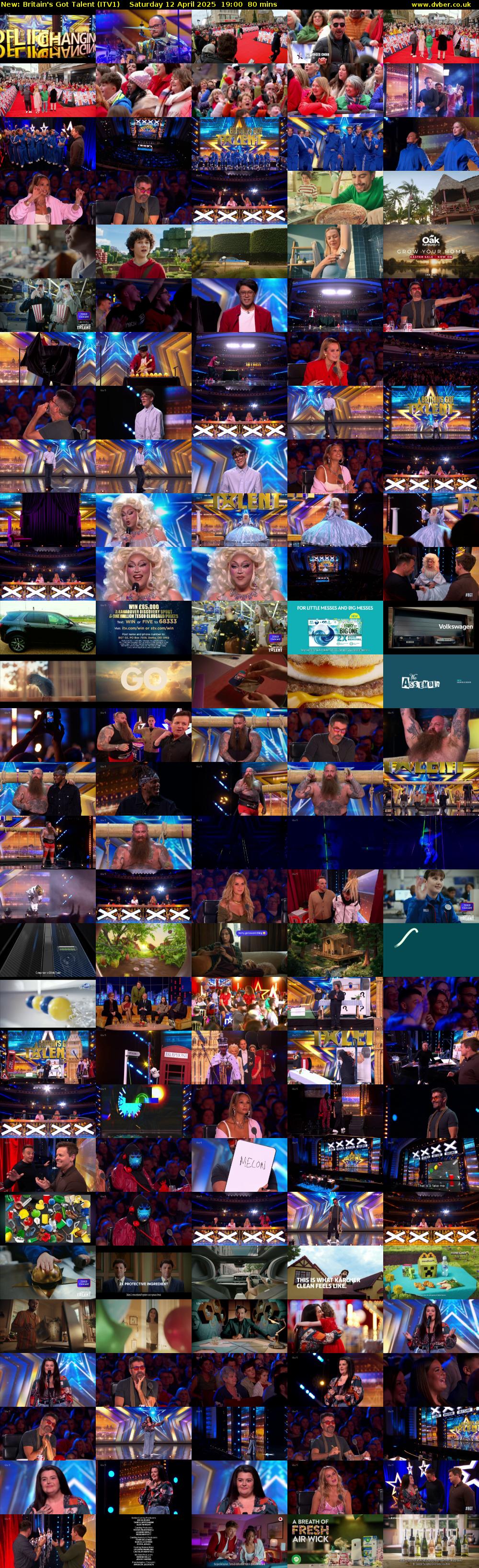 Britain's Got Talent (ITV1) Saturday 12 April 2025 19:00 - 20:20