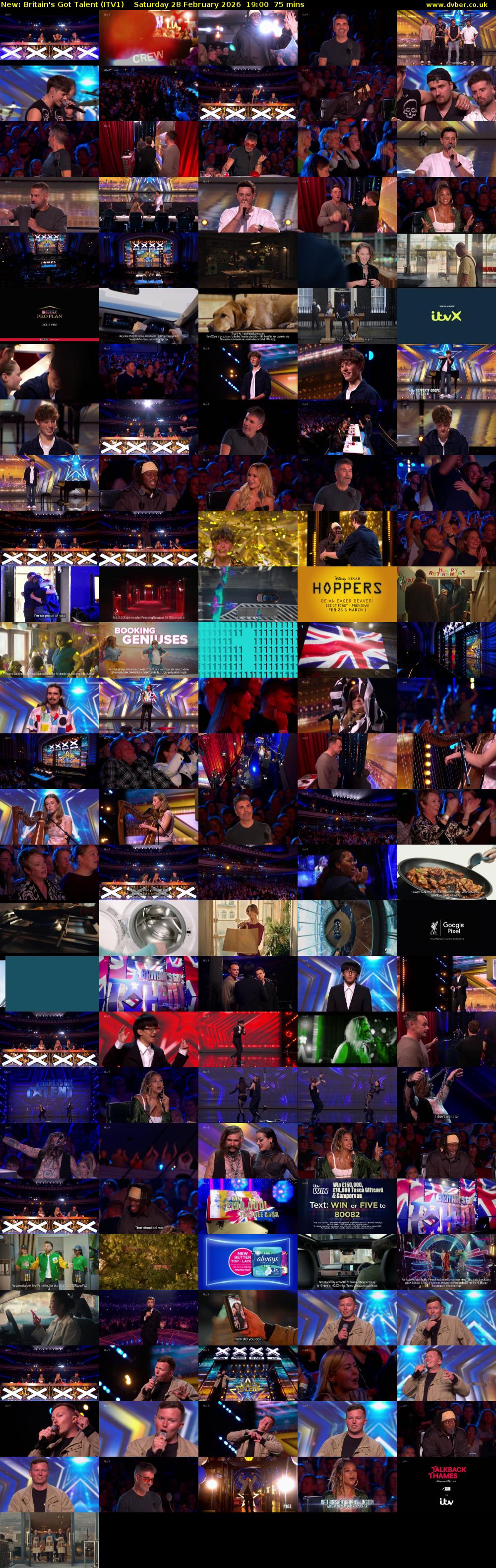 Britain's Got Talent (ITV1) Saturday 28 February 2026 19:00 - 20:15