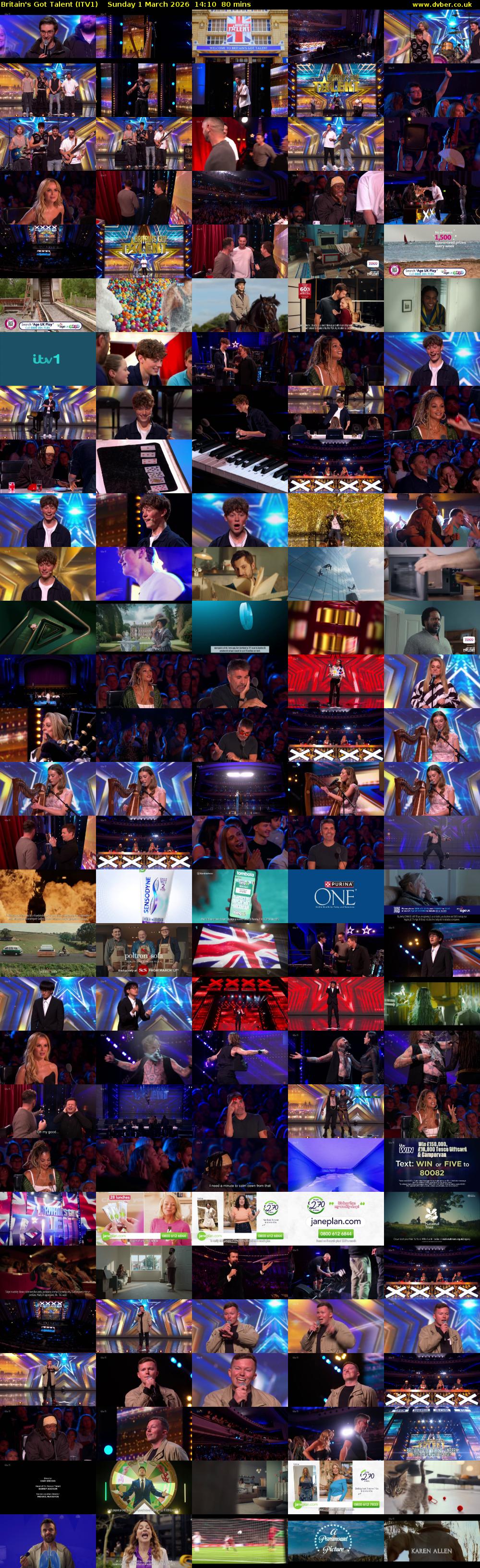 Britain's Got Talent (ITV1) Sunday 1 March 2026 14:10 - 15:30