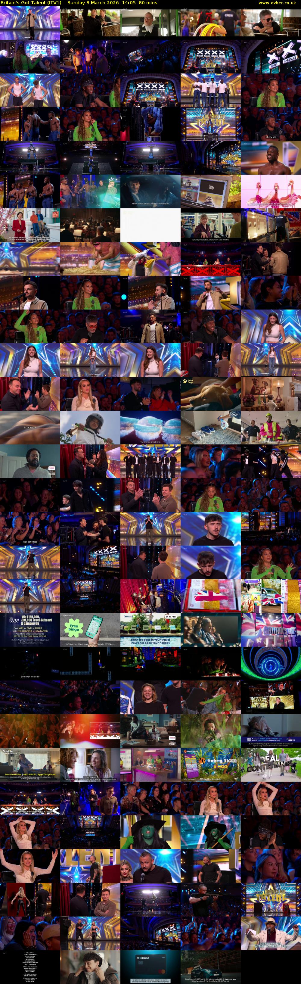 Britain's Got Talent (ITV1) Sunday 8 March 2026 14:05 - 15:25