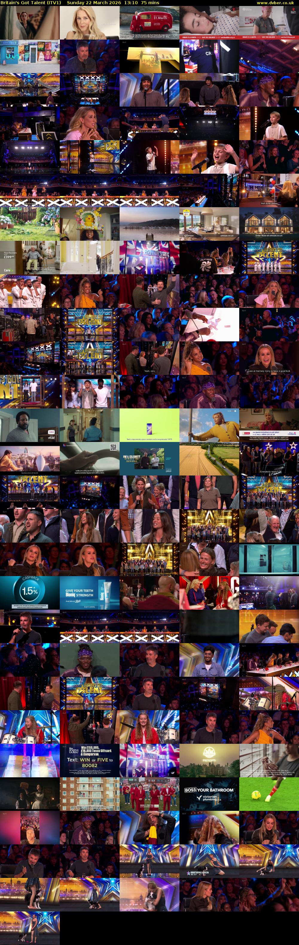 Britain's Got Talent (ITV1) Sunday 22 March 2026 13:10 - 14:25