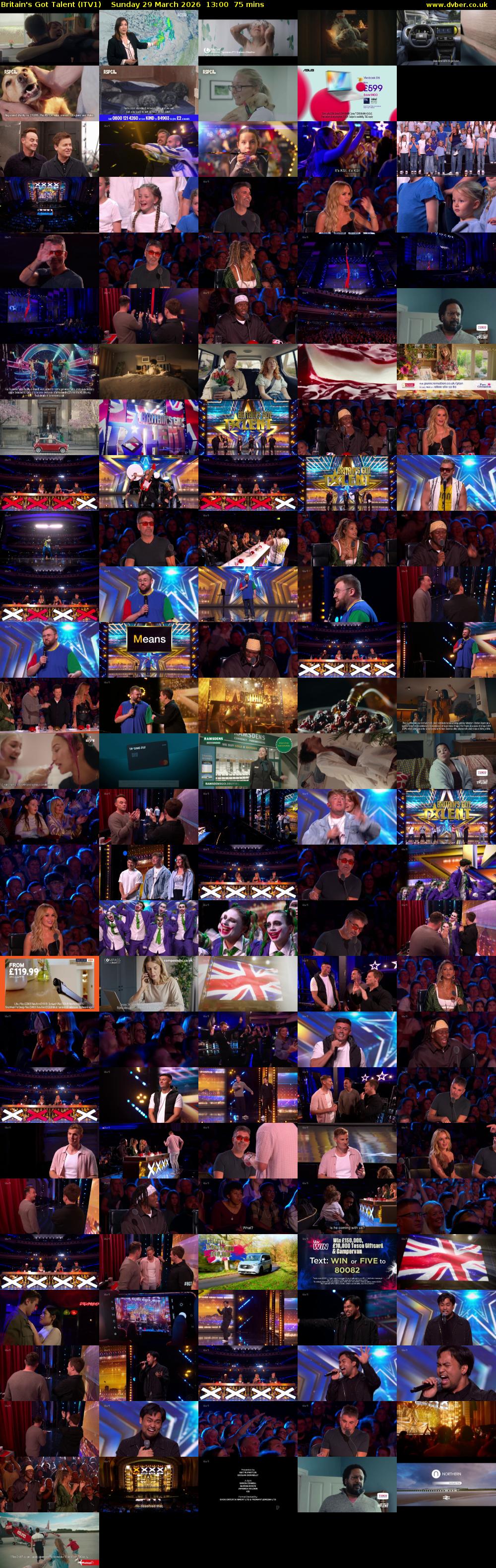 Britain's Got Talent (ITV1) Sunday 29 March 2026 13:00 - 14:15