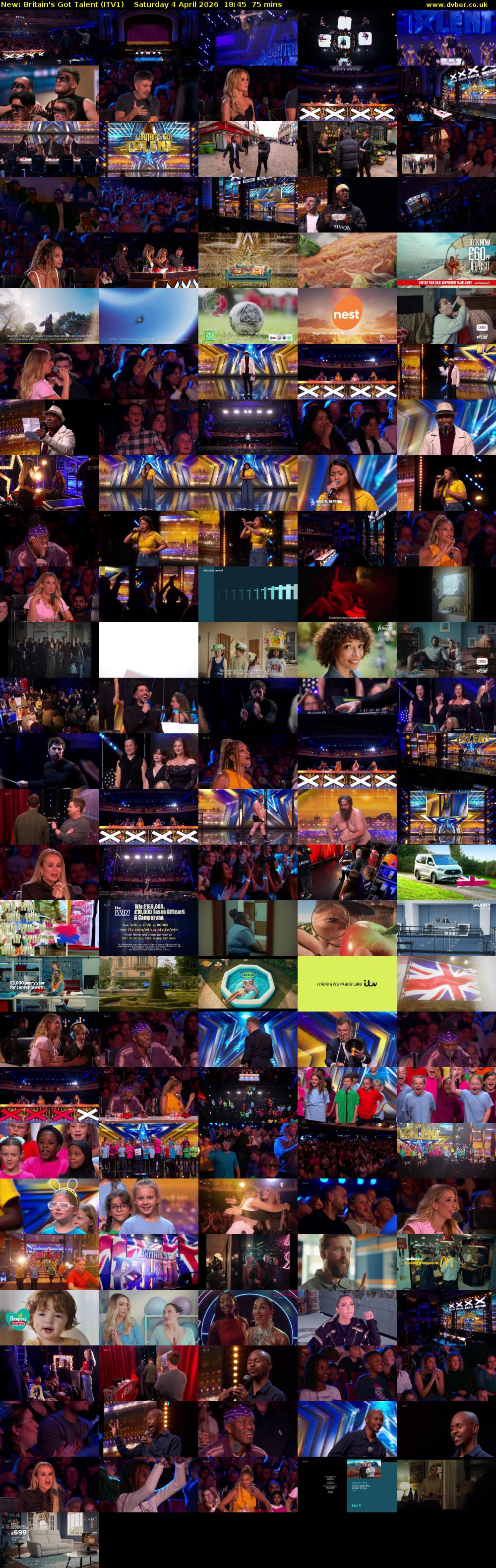 Britain's Got Talent (ITV1) Saturday 4 April 2026 18:45 - 20:00