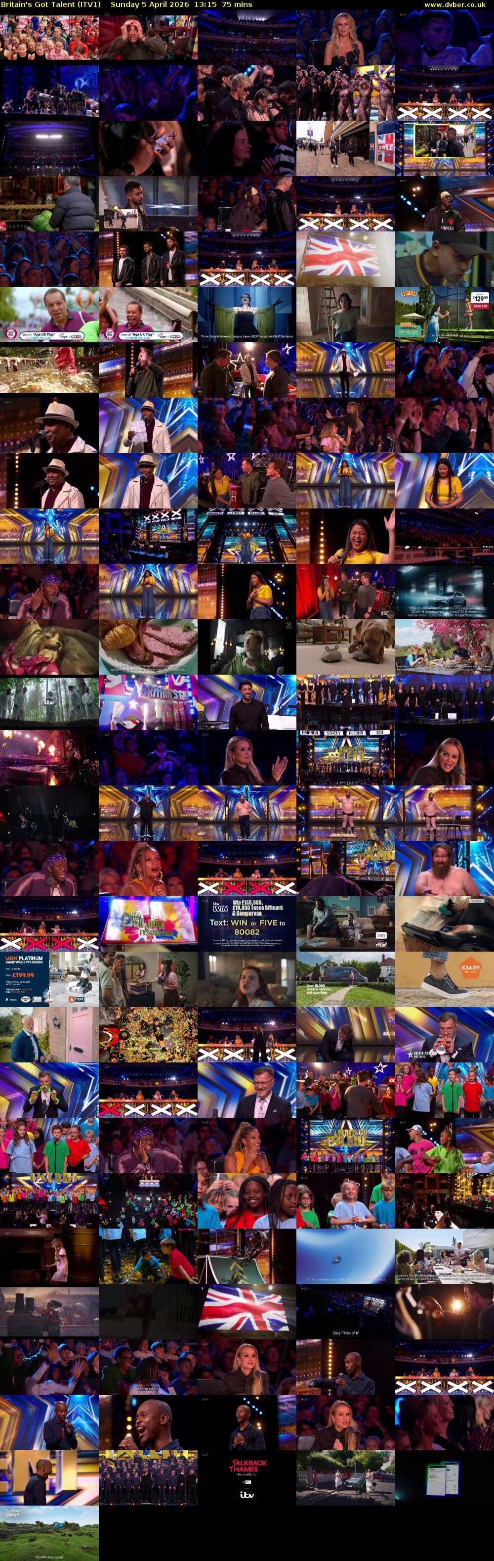 Britain's Got Talent (ITV1) Sunday 5 April 2026 13:15 - 14:30