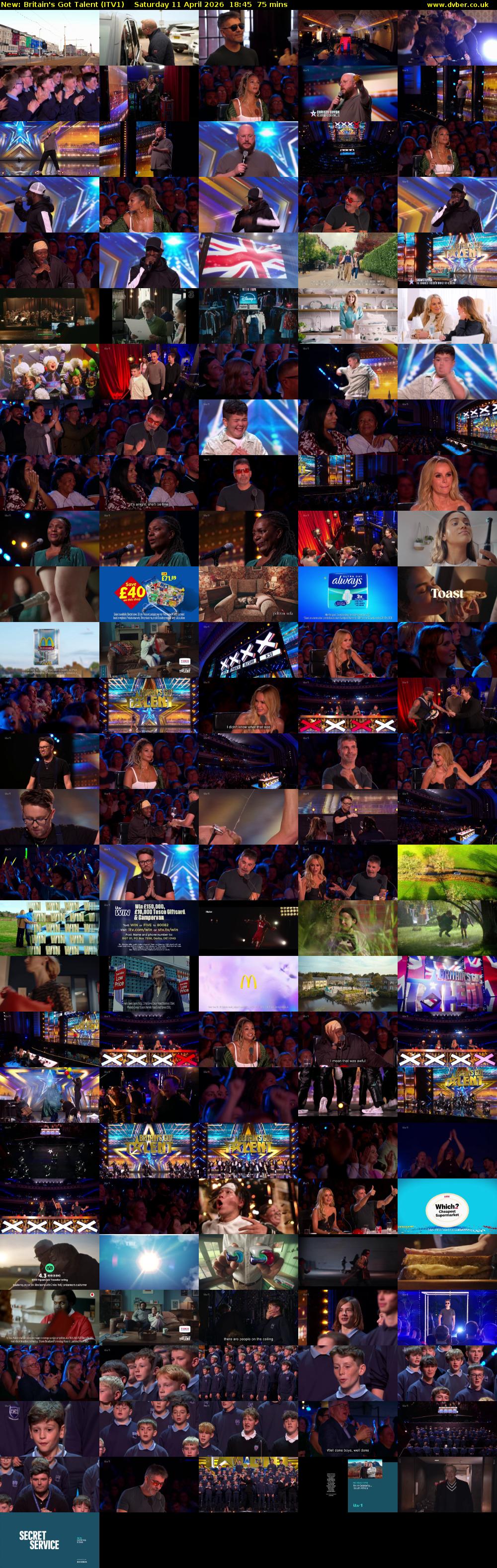 Britain's Got Talent (ITV1) Saturday 11 April 2026 18:45 - 20:00