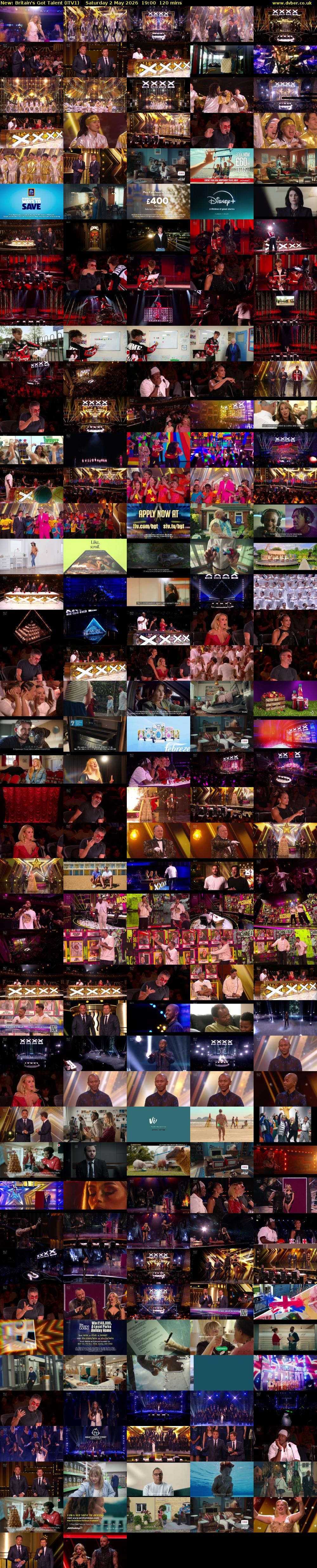 Britain's Got Talent (ITV1) Saturday 2 May 2026 19:00 - 21:00