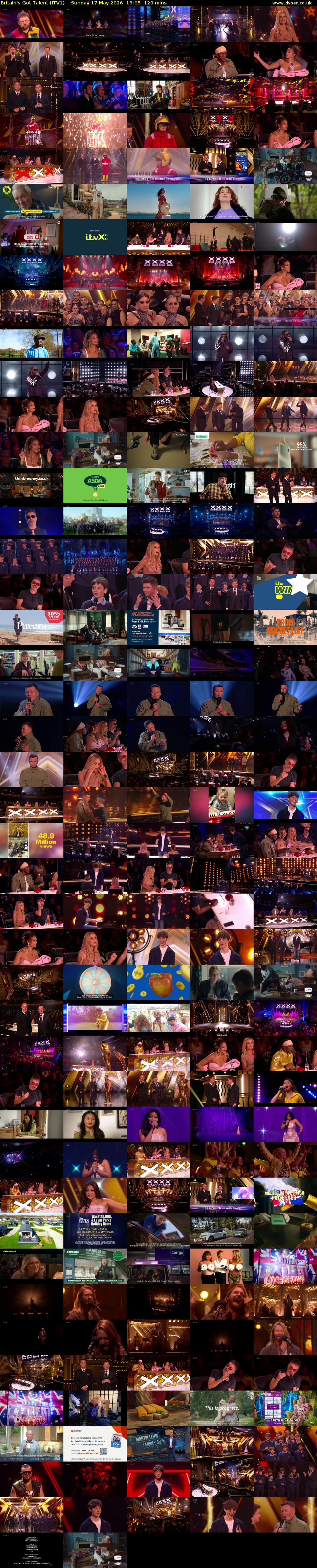 Britain's Got Talent (ITV1) Sunday 17 May 2026 13:05 - 15:05