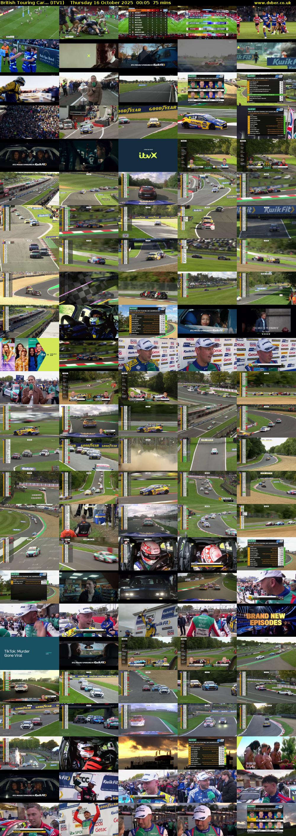 British Touring Car... (ITV1) Thursday 16 October 2025 00:05 - 01:20