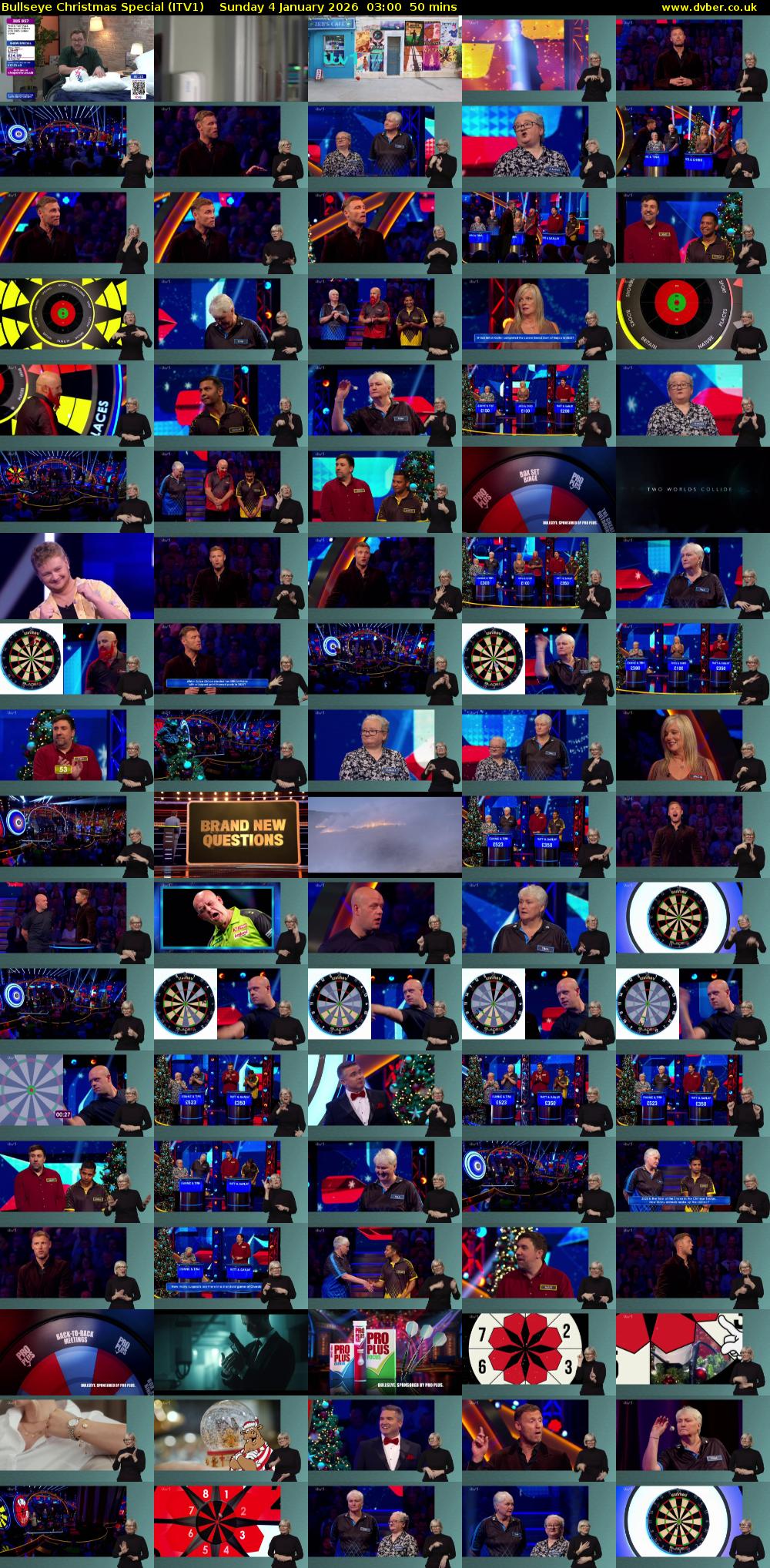 Bullseye Christmas Special (ITV1) Sunday 4 January 2026 03:00 - 03:50