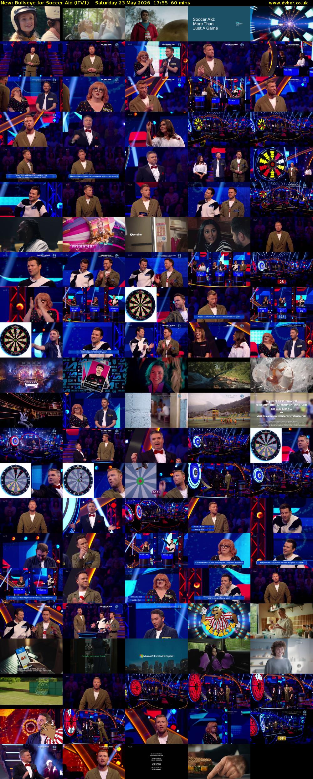Bullseye for Soccer Aid (ITV1) Saturday 23 May 2026 17:55 - 18:55