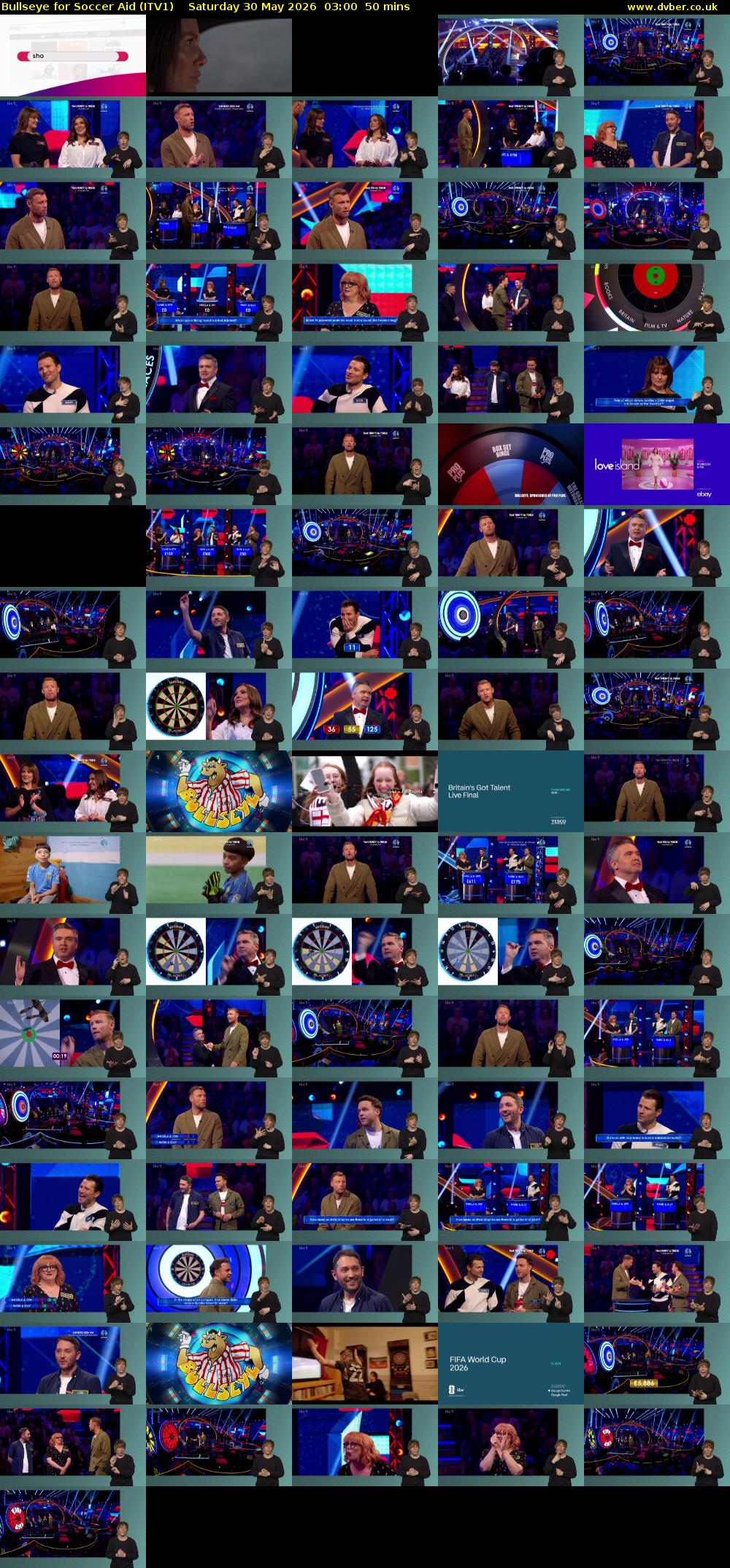 Bullseye for Soccer Aid (ITV1) Saturday 30 May 2026 03:00 - 03:50