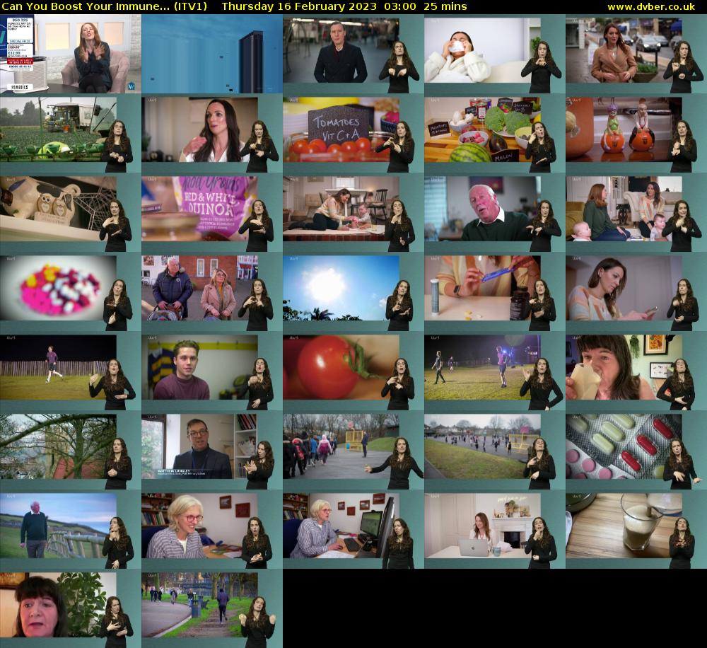 Can You Boost Your Immune... (ITV1) Thursday 16 February 2023 03:00 - 03:25