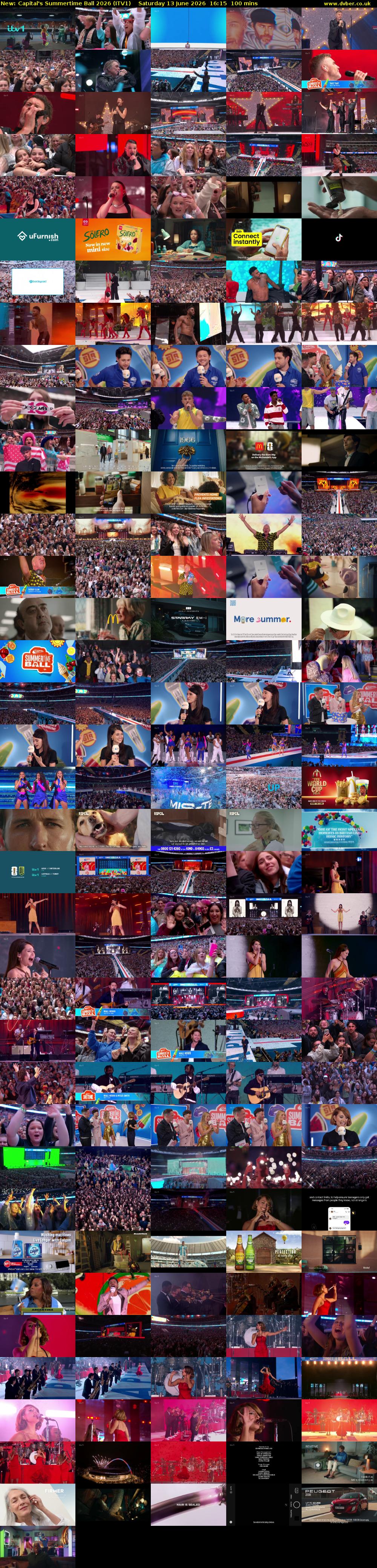 Capital's Summertime Ball 2026 (ITV1) Saturday 13 June 2026 16:15 - 17:55