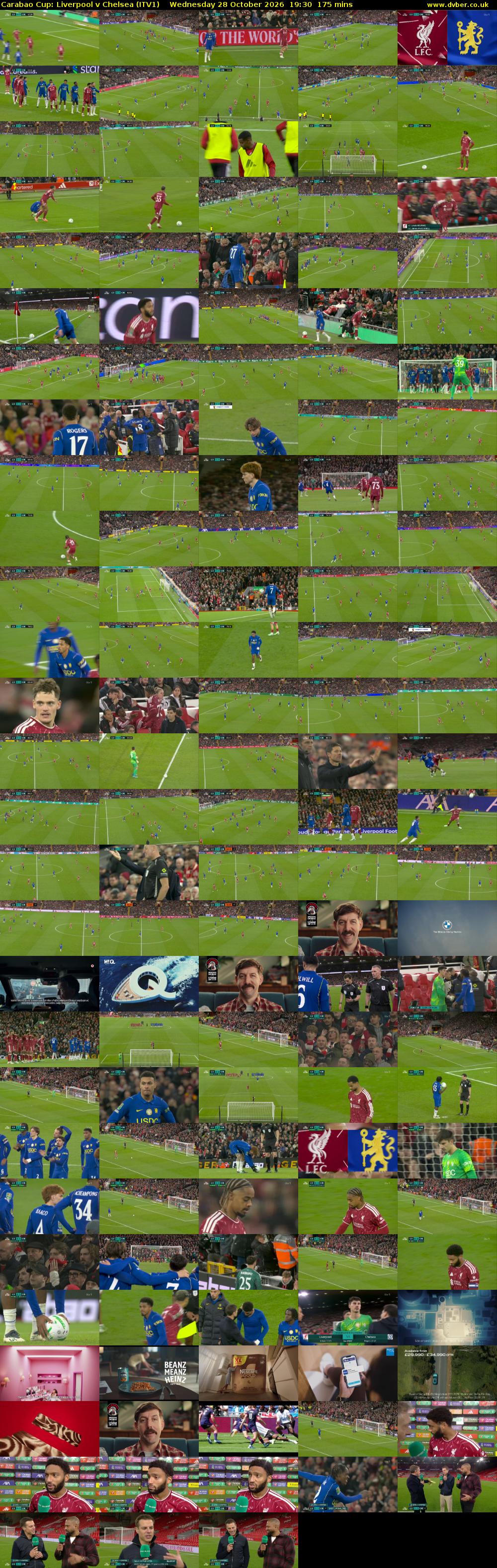Carabao Cup: Liverpool v Chelsea (ITV1) Wednesday 28 October 2026 19:30 - 22:25