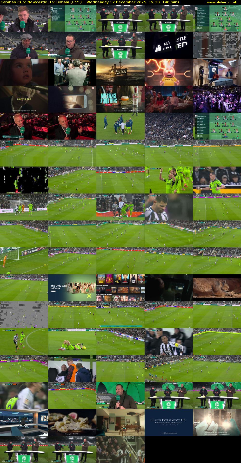 Carabao Cup: Newcastle U v Fulham (ITV1) Wednesday 17 December 2025 19:30 - 22:40