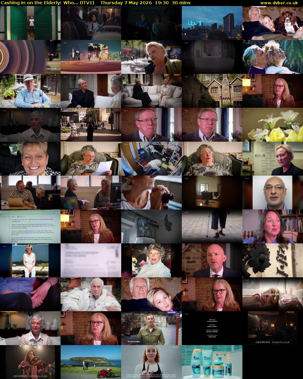 Cashing In on the Elderly: Who... (ITV1) Thursday 7 May 2026 19:30 - 20:00